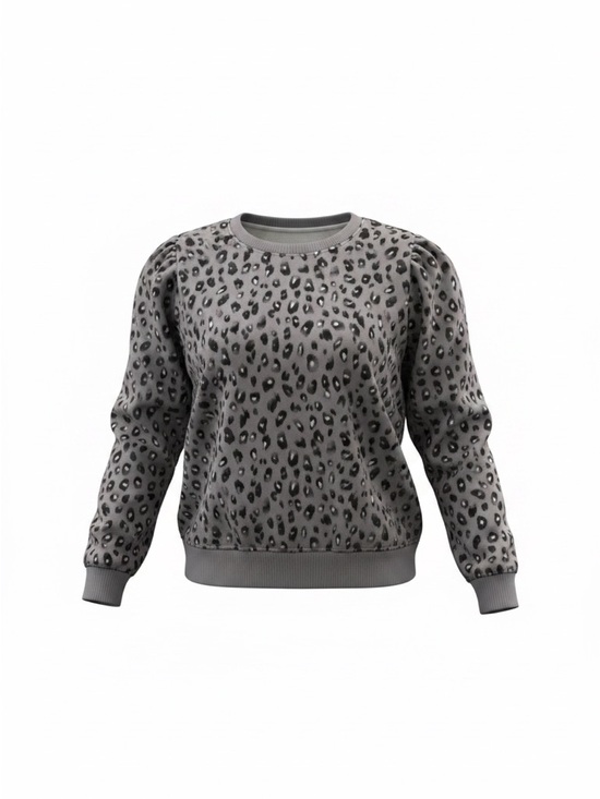 GAIAM Tops - GAIAM Gray Leopard Print Pullover Sweatshirt